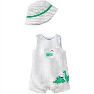 Little me Seersucker outfit with hat